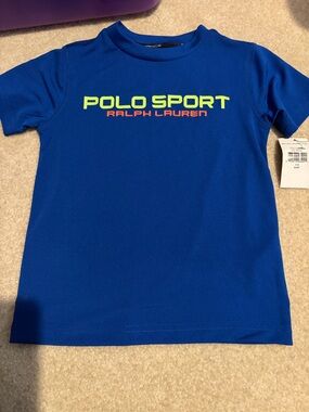 Ralph Lauren Polo Sport Boys' Bright Blue Graphic Tee shirt sz4/4t new with tags